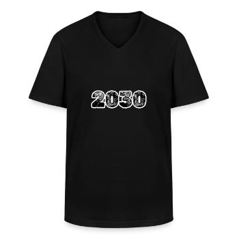 2030 - T-shirt col V Homme - noir - Devant - AI Model Male 178 dark (178cm)