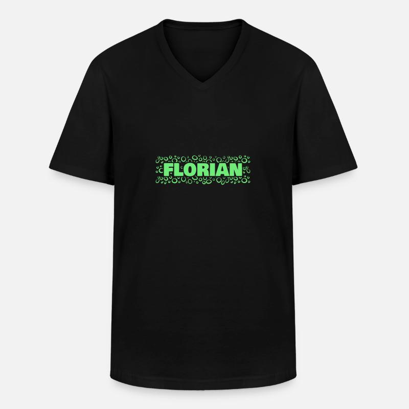 Vorname Florian - Männer-T-Shirt mit V-Ausschnitt - Schwarz