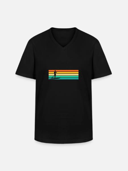 Rétro Stand Up Paddle - T-shirt col V Homme - noir
