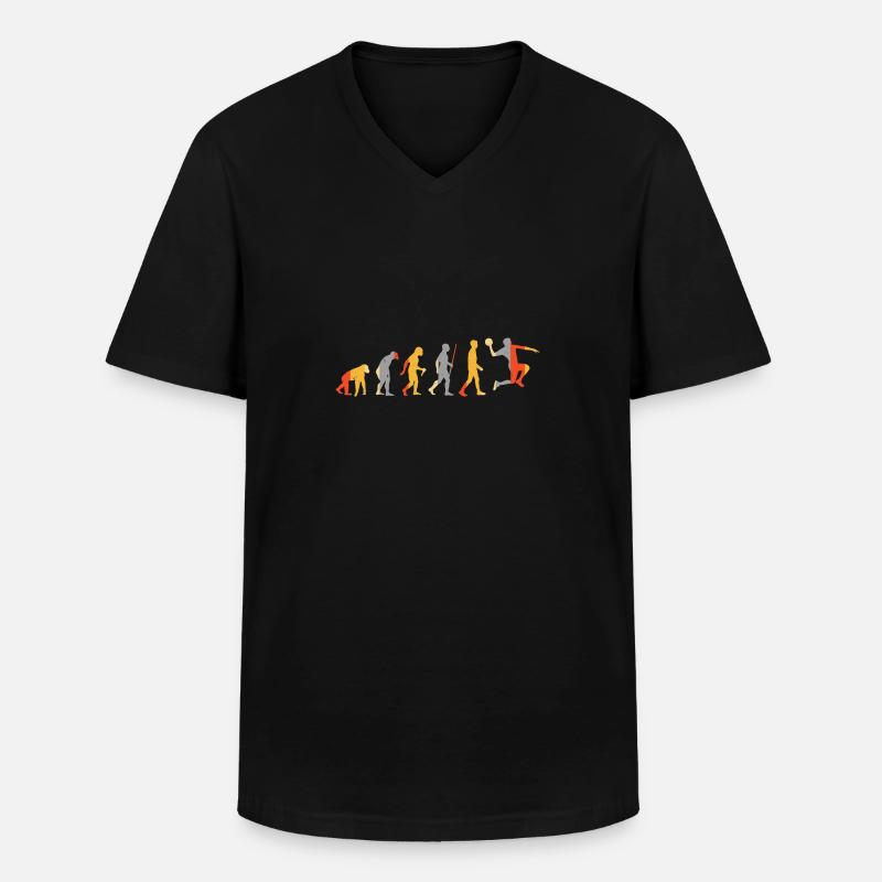 Evolution Handballer - Männer-T-Shirt mit V-Ausschnitt - Schwarz