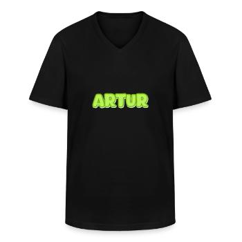 Artur dans le rôle d’Artur - T-shirt col V Homme - noir - Devant - AI Model Male 178 dark (178cm)