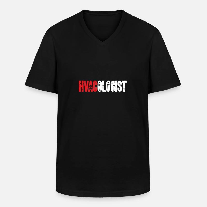 Chauffage, Climatisation, Ventilation, Technicien - T-shirt col V Homme - noir