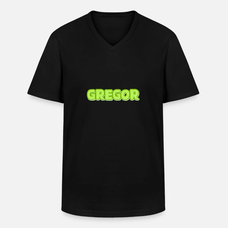 Gregor Gregor - Männer-T-Shirt mit V-Ausschnitt - Schwarz