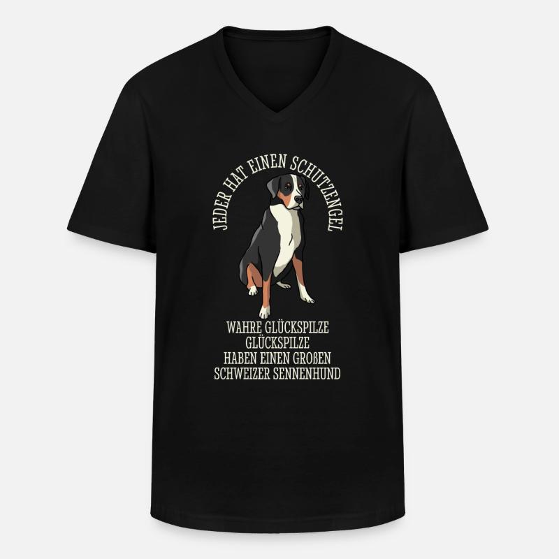 Schweizer Sennenhund Großer Schutzengel - Männer-T-Shirt mit V-Ausschnitt - Schwarz