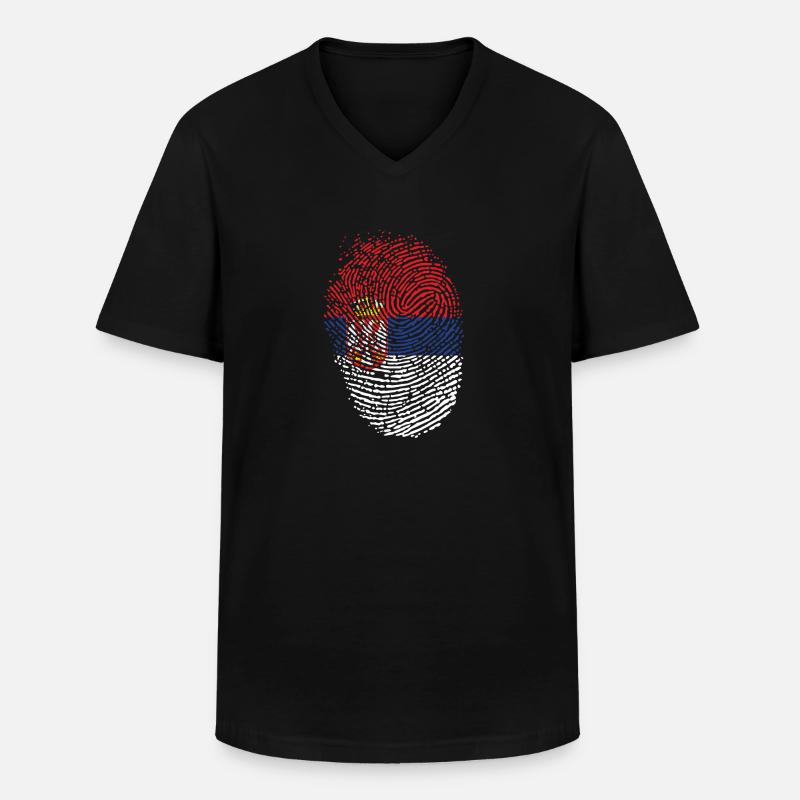Serbien - Männer-T-Shirt mit V-Ausschnitt - Schwarz