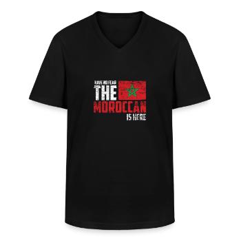 Maroc - T-shirt col V Homme - noir - Devant - AI Model Male 178 dark (178cm)