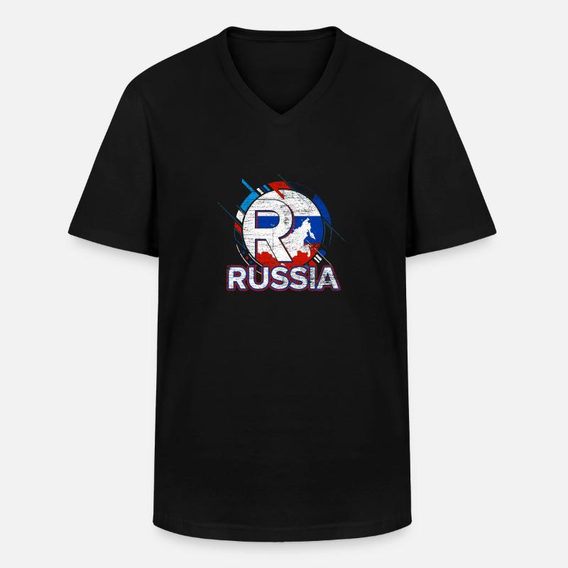 Russland - Männer-T-Shirt mit V-Ausschnitt - Schwarz