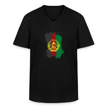 Drapeau afghan - T-shirt col V Homme - noir - Devant - AI Model Male 178 dark (178cm)