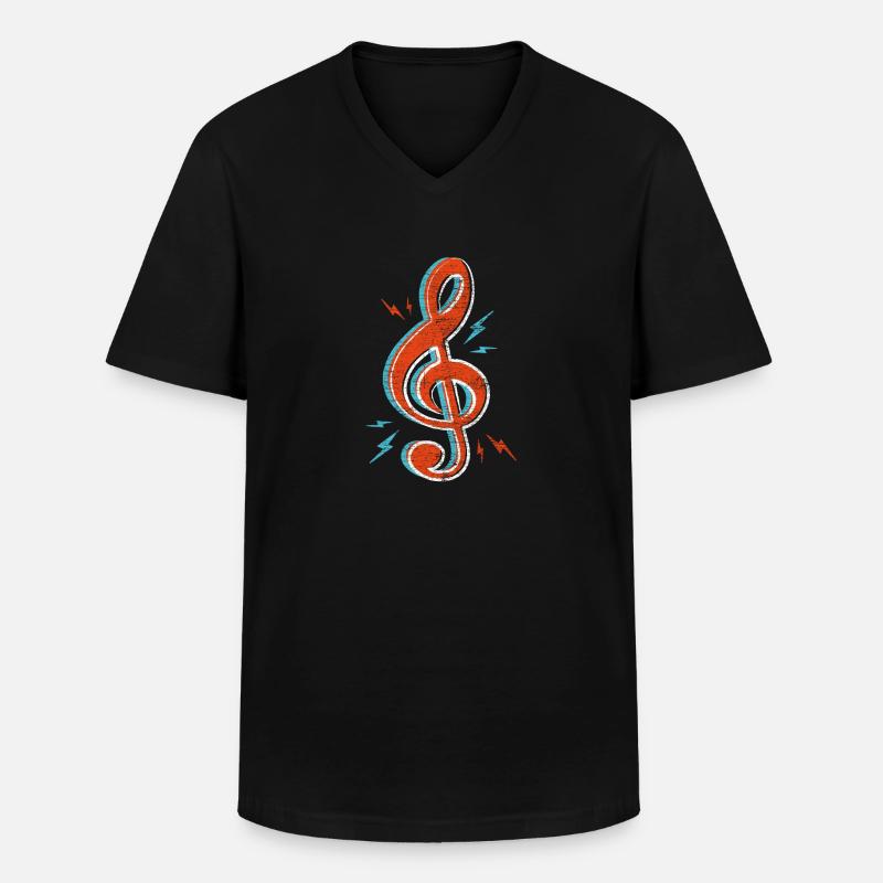 G-nøgle - Klassisk herre T-shirt med V-udskæring - sort