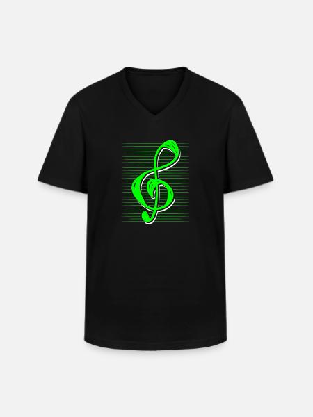 treble clef - Men's V-Neck T-Shirt - black