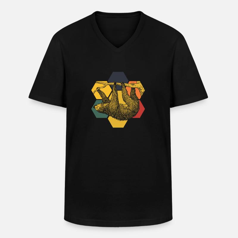 Faultier - Männer-T-Shirt mit V-Ausschnitt - Schwarz