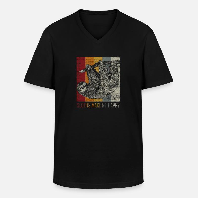 Faultier - Männer-T-Shirt mit V-Ausschnitt - Schwarz