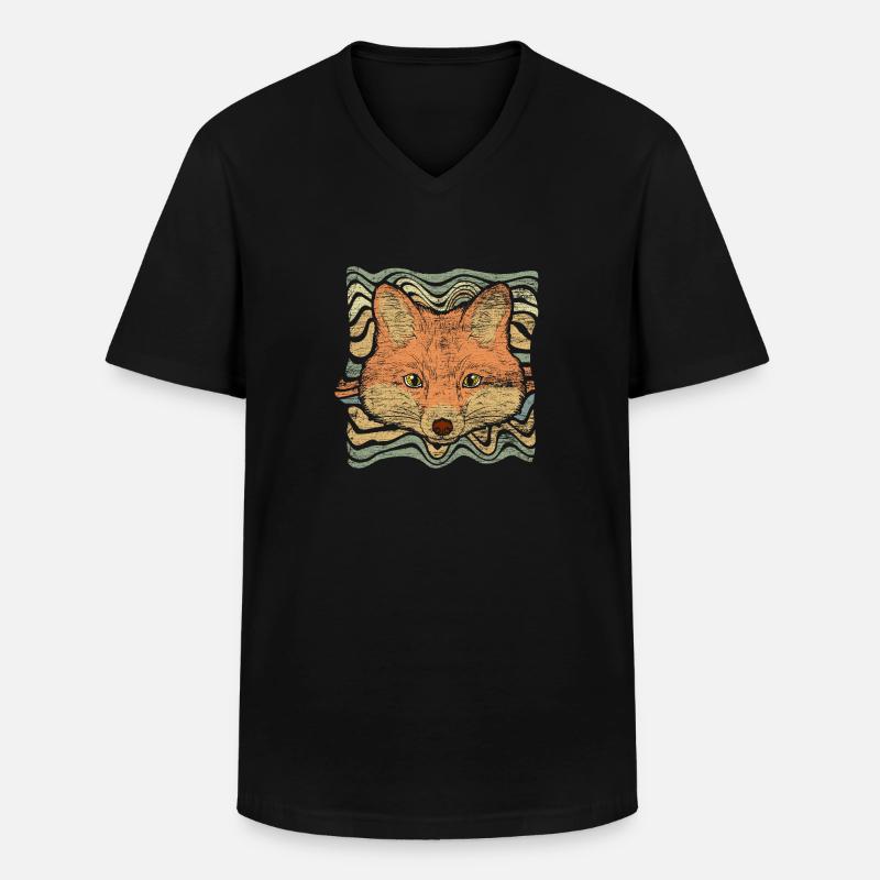 Fuchs - Männer-T-Shirt mit V-Ausschnitt - Schwarz