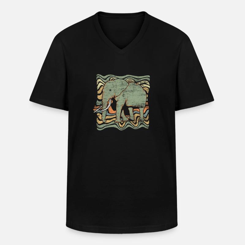 Elefant - Männer-T-Shirt mit V-Ausschnitt - Schwarz