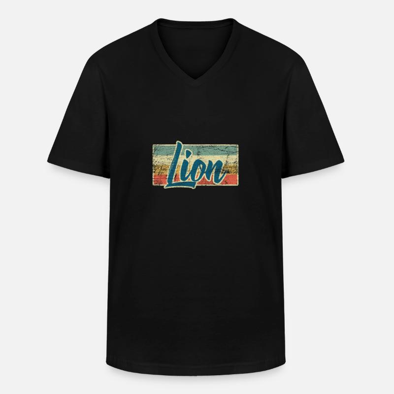 Löwe - Männer-T-Shirt mit V-Ausschnitt - Schwarz