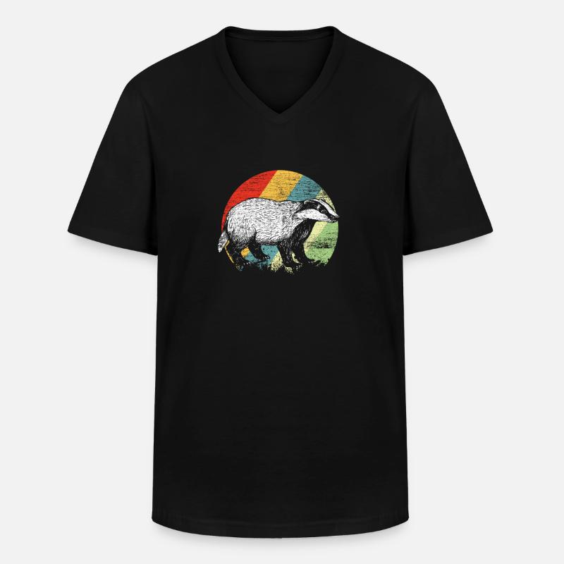 Dachs - Männer-T-Shirt mit V-Ausschnitt - Schwarz