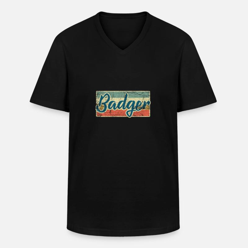 Dachs - Männer-T-Shirt mit V-Ausschnitt - Schwarz
