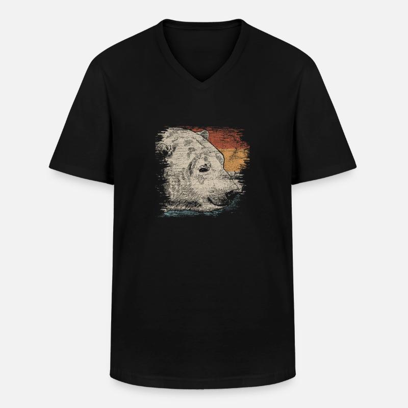 Eisbär - Männer-T-Shirt mit V-Ausschnitt - Schwarz