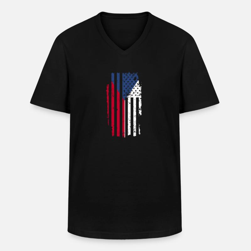 Tschechien - Männer-T-Shirt mit V-Ausschnitt - Schwarz