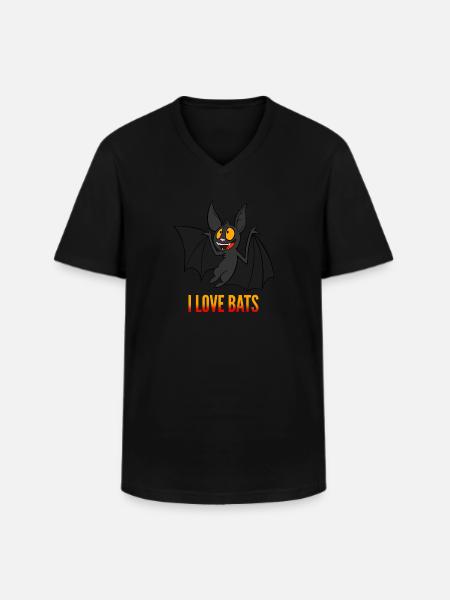 Ich liebe Fledermäuse - Männer-T-Shirt mit V-Ausschnitt - Schwarz