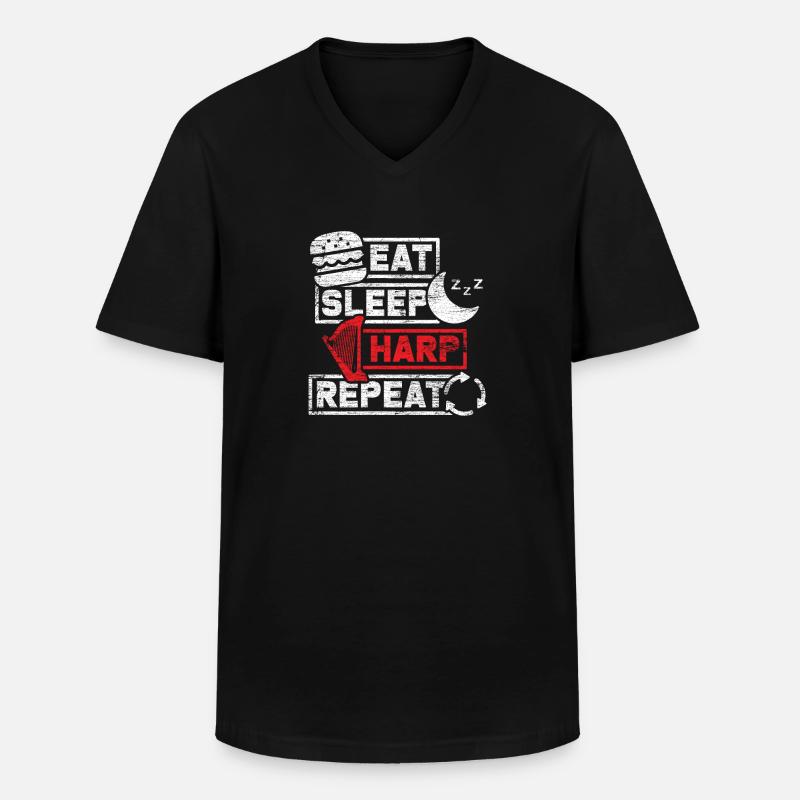 Harfe - Männer-T-Shirt mit V-Ausschnitt - Schwarz