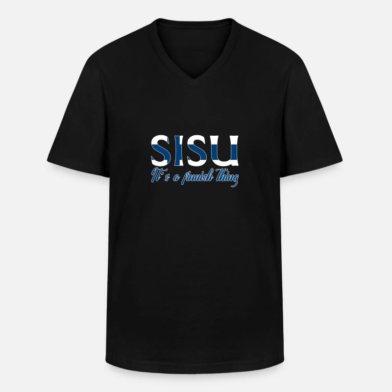 Finnland - Männer-T-Shirt mit V-Ausschnitt - Schwarz
