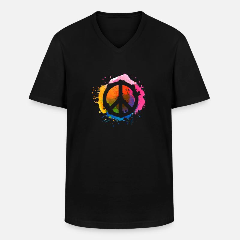 Peacezeichen - Männer-T-Shirt mit V-Ausschnitt - Schwarz