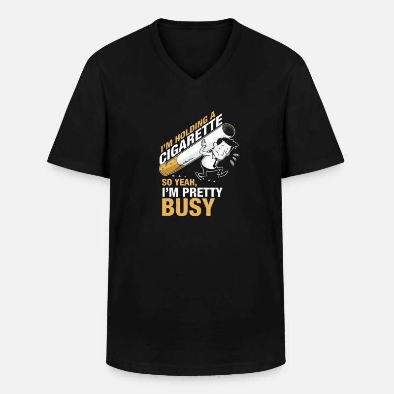 Zigarette - Männer-T-Shirt mit V-Ausschnitt - Schwarz