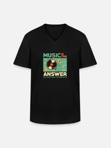 Music is the answer - Men's V-Neck T-Shirt - black
