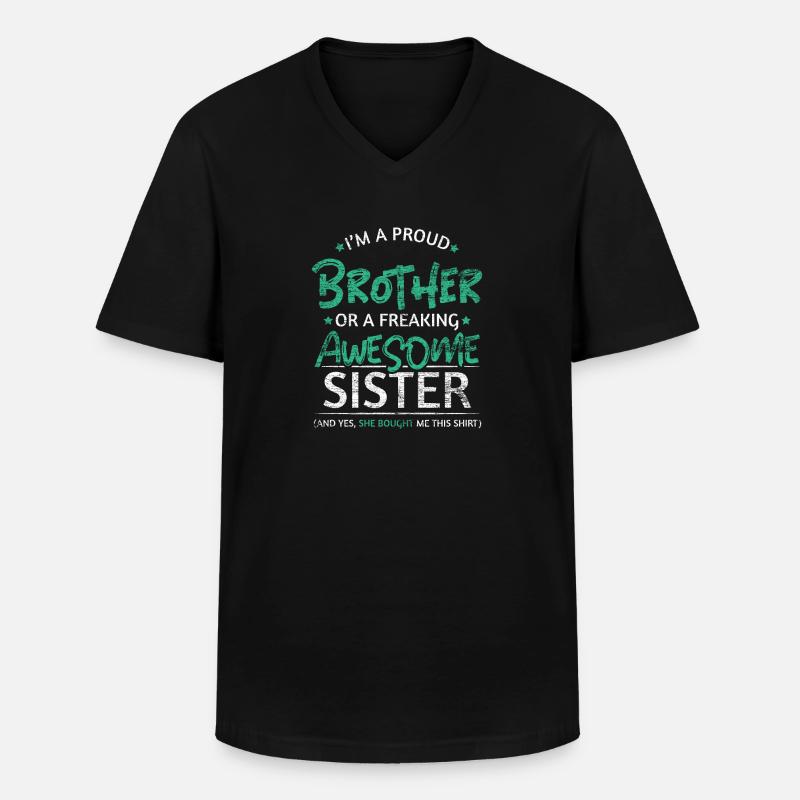 Stolzer Bruder Schwester - Männer-T-Shirt mit V-Ausschnitt - Schwarz