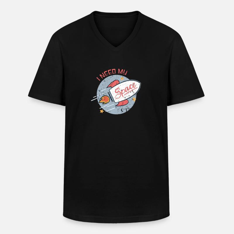 Astronaut Rakete - Männer-T-Shirt mit V-Ausschnitt - Schwarz