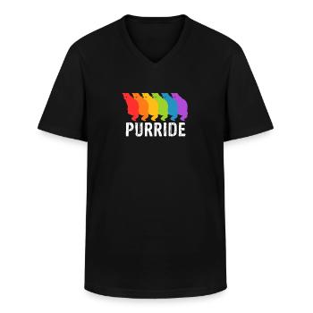 Gay Pride - T-shirt col V Homme - noir - Devant - AI Model Male 178 dark (178cm)