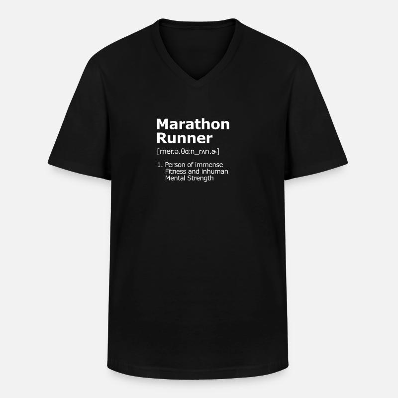 Marathon Runner Description Coureur d'endurance - T-shirt col V Homme - noir