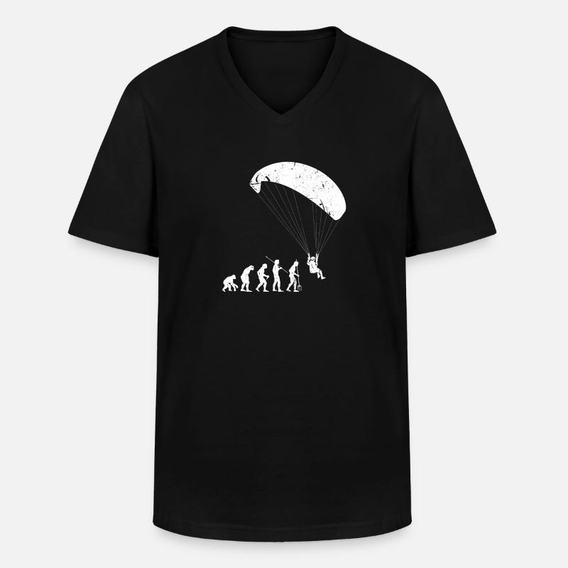 Evolution du parapente - T-shirt col V Homme - noir