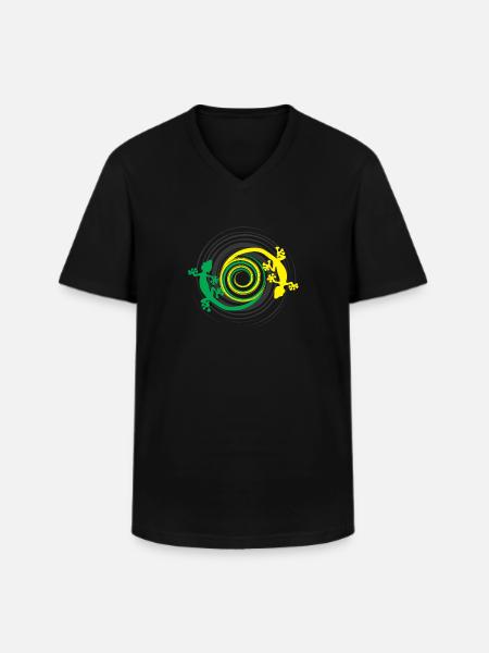 Gecko - Männer-T-Shirt mit V-Ausschnitt - Schwarz
