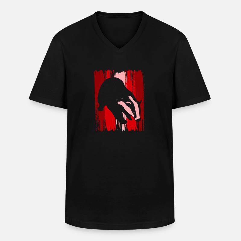 Dachs Marder - Männer-T-Shirt mit V-Ausschnitt - Schwarz