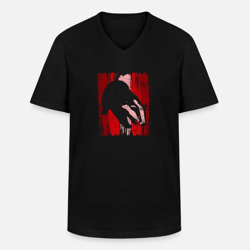 Dachs - Männer-T-Shirt mit V-Ausschnitt - Schwarz