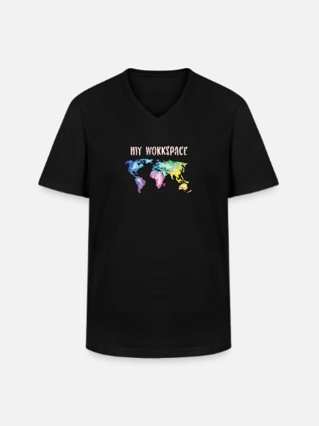 Weltkarte Globus - Männer-T-Shirt mit V-Ausschnitt - Schwarz