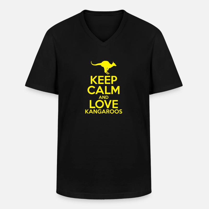 Känguru - Männer-T-Shirt mit V-Ausschnitt - Schwarz