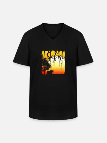 Rhino Africa - Men's V-Neck T-Shirt - black