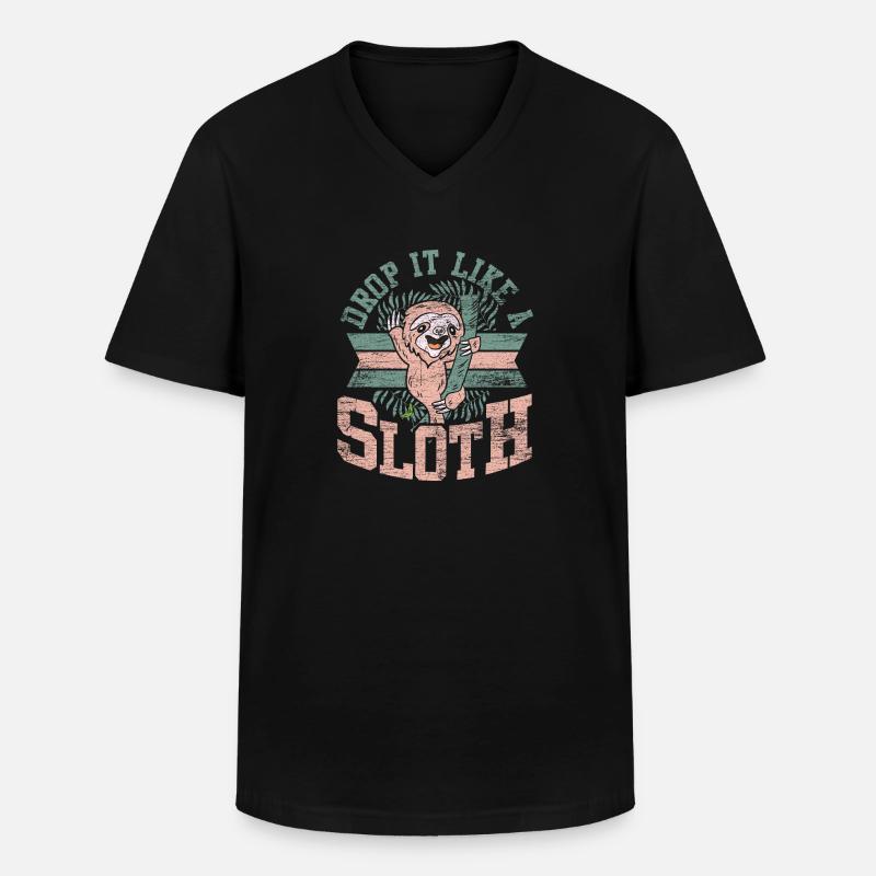 Faultier Vorbild - Männer-T-Shirt mit V-Ausschnitt - Schwarz