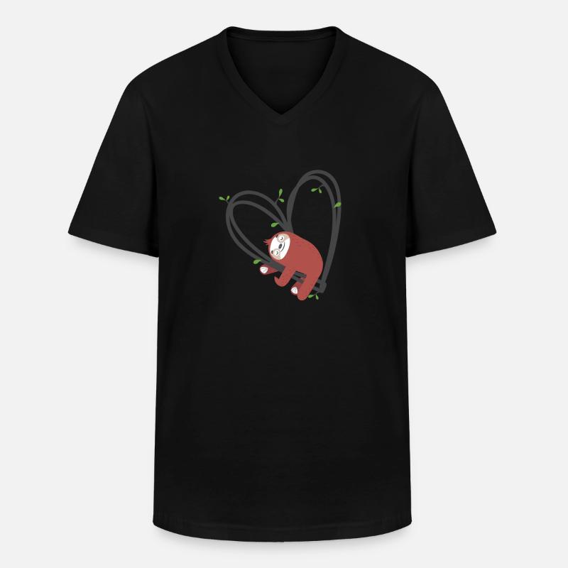 Faultier Leidenschaft - Männer-T-Shirt mit V-Ausschnitt - Schwarz