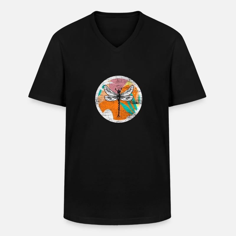 Libelle - Männer-T-Shirt mit V-Ausschnitt - Schwarz