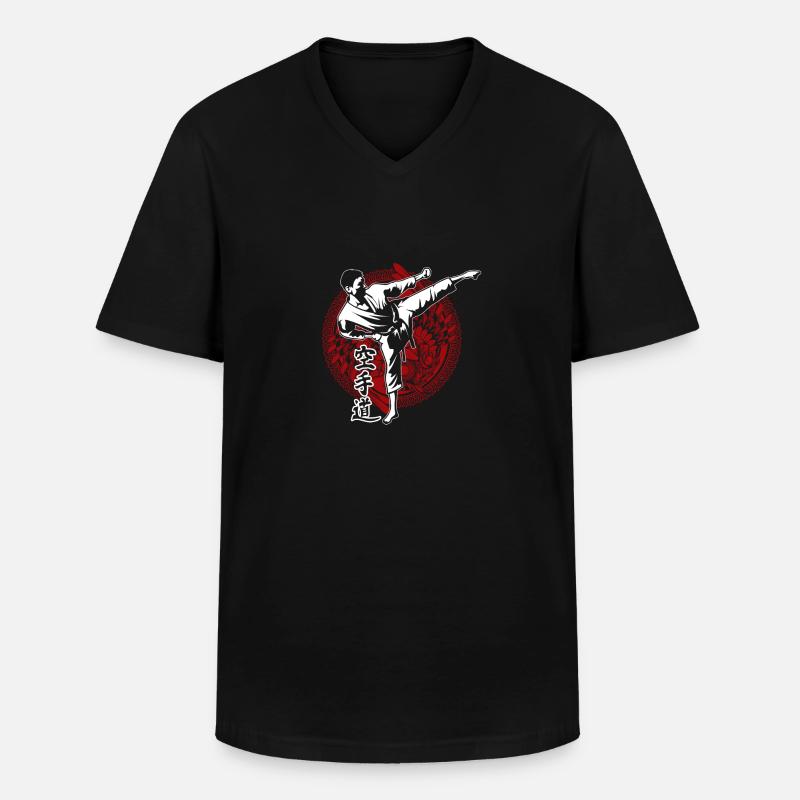 Karate - Männer-T-Shirt mit V-Ausschnitt - Schwarz