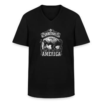 Büffel - Männer-T-Shirt mit V-Ausschnitt - Schwarz - Vorne - AI Model Male 178 dark (178cm)