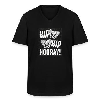 Orthopedisch werk - Klassiek mannen T-shirt met V-hals - zwart - Voor - AI Model Male 178 dark (178cm)