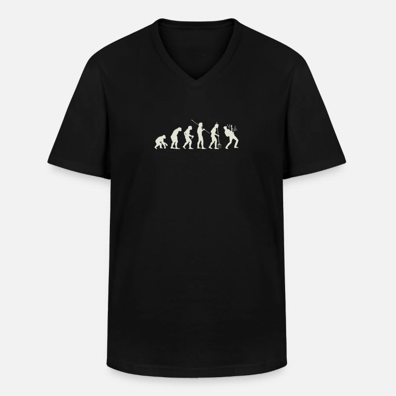 Evolution Gitarre - Männer-T-Shirt mit V-Ausschnitt - Schwarz