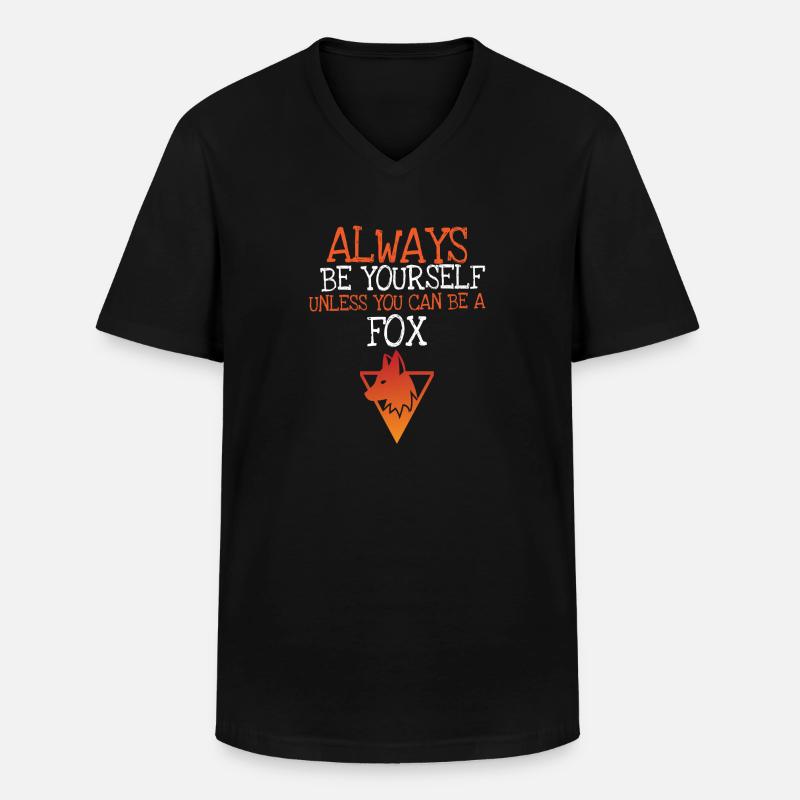 Fuchs - Männer-T-Shirt mit V-Ausschnitt - Schwarz