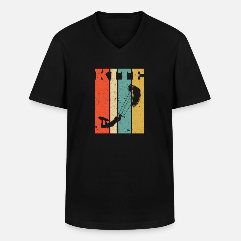 Retro Kitesurf Kitesurfing Kitesurfer - Männer-T-Shirt mit V-Ausschnitt - Schwarz