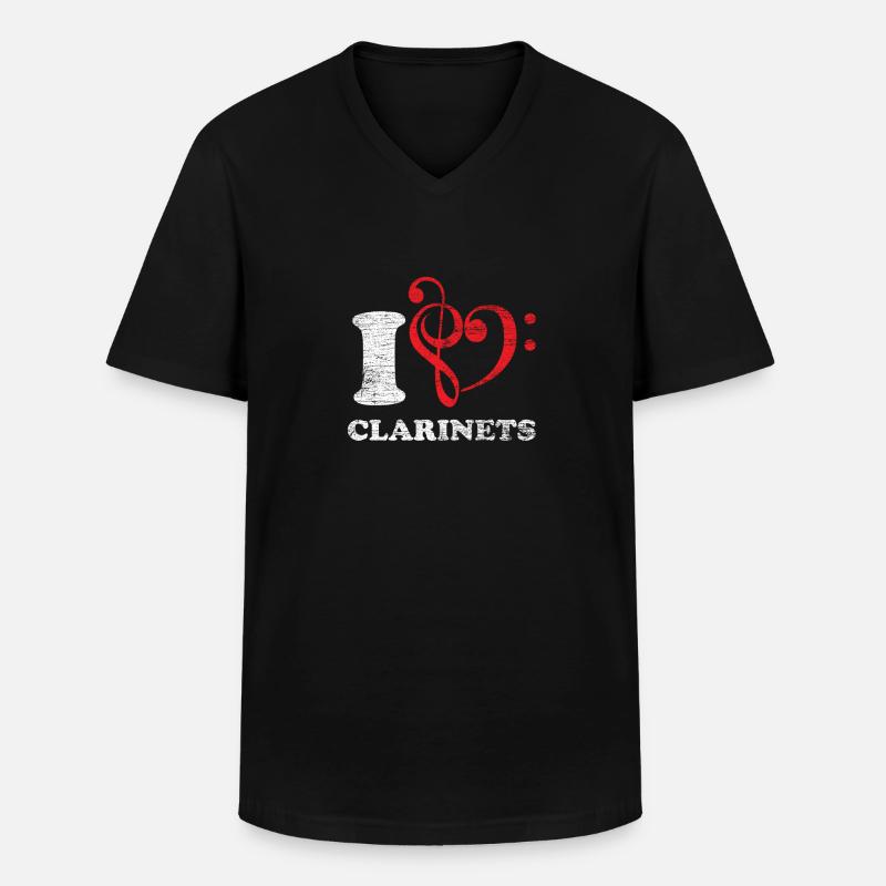 Klarinette Leidenschaft - Männer-T-Shirt mit V-Ausschnitt - Schwarz